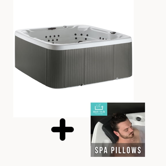 Lifesmart LS700DX Pillow Bundle - 7 Person, 90-Jet, 220-Volt, Arctic White/ Coastal Gray with Spa Pillows included!
