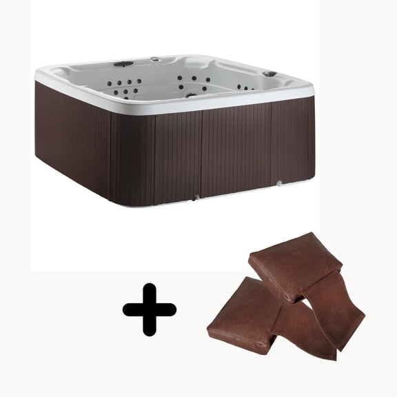Lifesmart LS700DX Pillow Bundle - 7 Person, 90-Jet, 220-Volt, Arctic White / Espresso Brown with two (2) spa pillows!