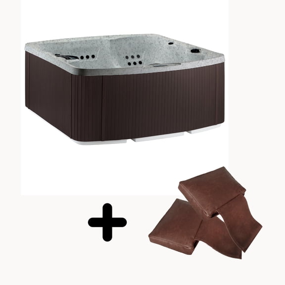 Lifesmart Leganza Pillow Bundle - 6 Person, 230V, Hot Tub Spa w/90 Jets, locking Tub Cover, Sea Salt/Espresso with Spa Pillows included!