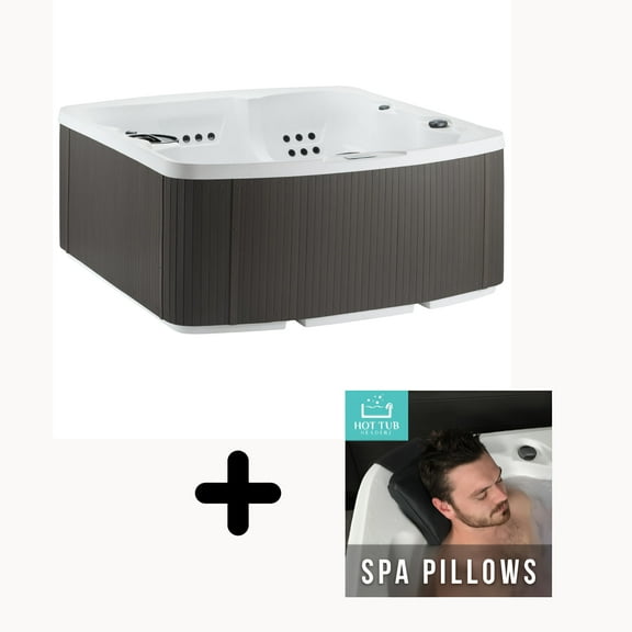 Lifesmart Leganza Pillow Bundle - 6-Person, 90- Jet, 230-Volt Spa in Arctic White/Coastal Gray with Spa Pillows included!