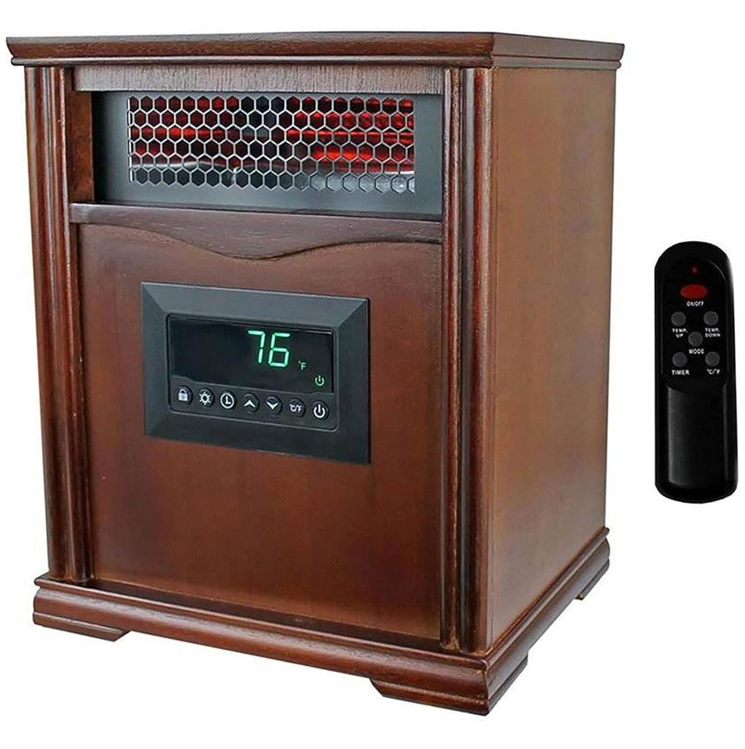 LifePro 1500W Dark Oak Electric Infrared Space Heater