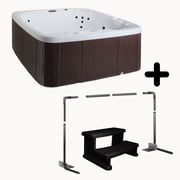 Lifesmart LS450DX Accessory Bundle - 7 Person, 22-Jet, Plug & Play Spa, Sea Salt/ Espresso Brown with a cover lifter and spa steps included!