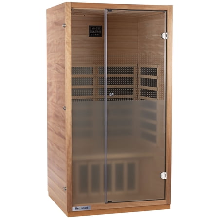 Lifesmart Sahara 1 Person Infrared Sauna w/ 4 Heaters, LSS-1, Natural Wood