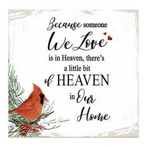 Lifesong Milestones Modern Memorial 6x6 Wooden Plaque Sign Because Someone We Love Tabletop Family Home Decoration | White
