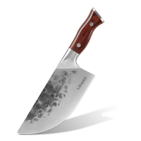 Lifespace 7.6" 'Lone Star' Curved Blade Meat Cleaver with a Pakkawood Handle