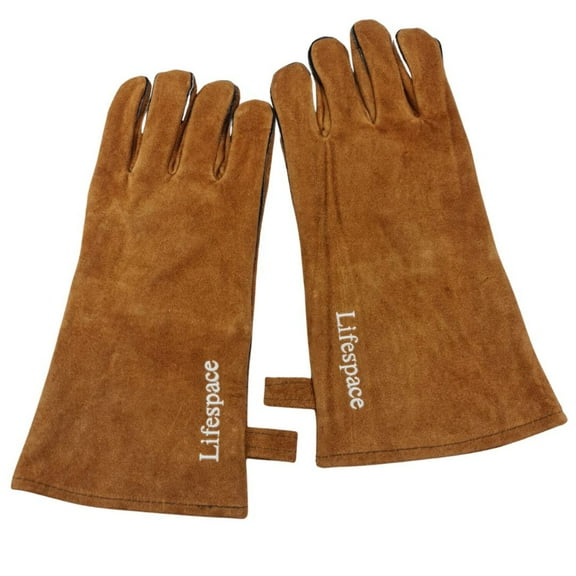 Lifespace Brown Leather Grill Gloves - lined for extra comfort