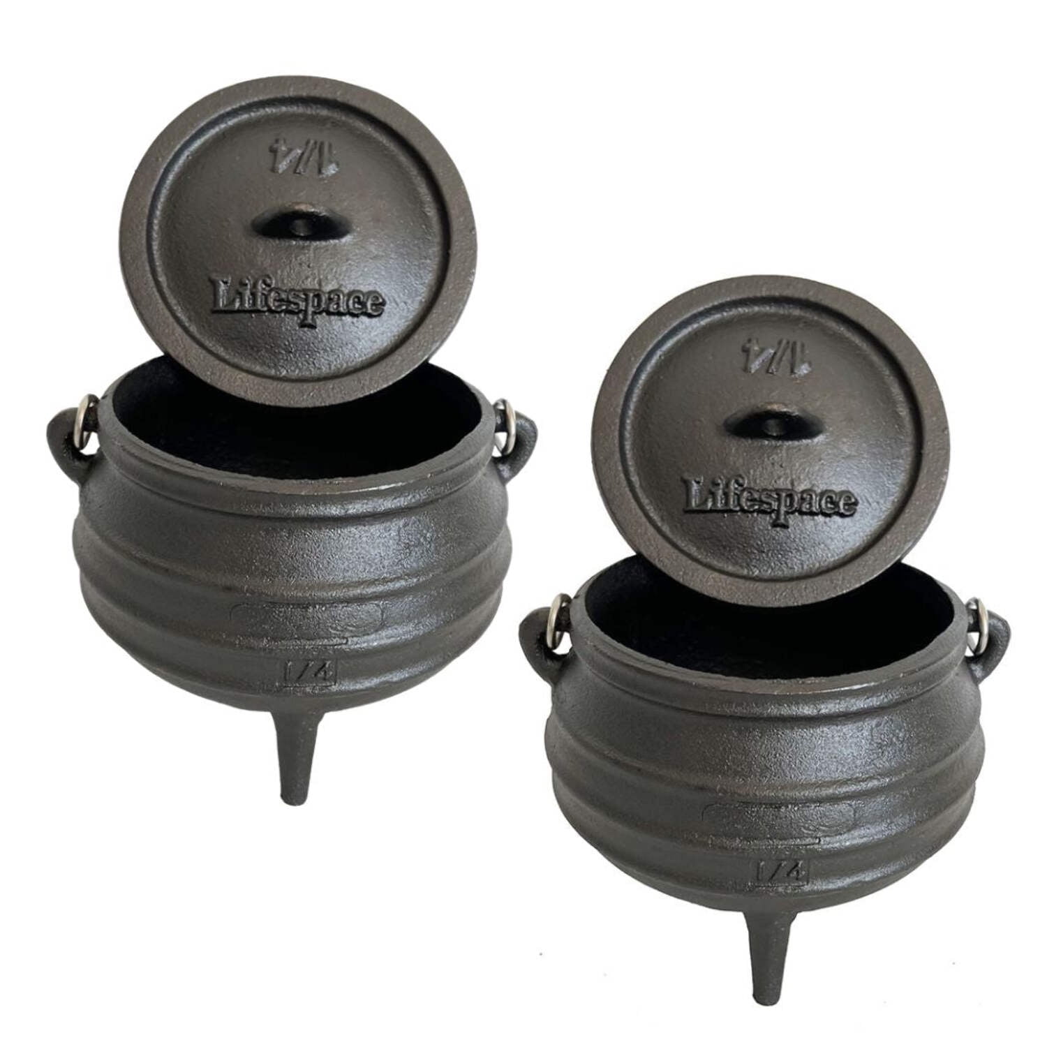 Lifespace Cast Iron No 1/4 African 3-leg Potjie Pot (2 pack) - 1.37pt each