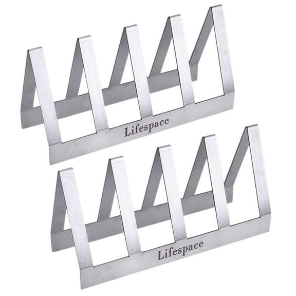 Lifespace Premium Stainless Steel T-Bone / Chop Rack - 4 Slot - 2 pack