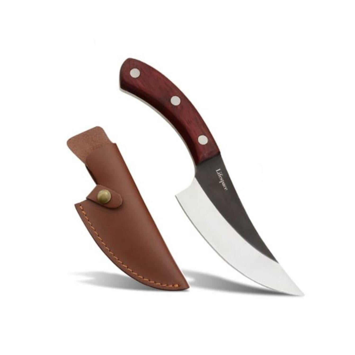 Lifespace Viking Style Chef Knife with Wood Handle  Sheath