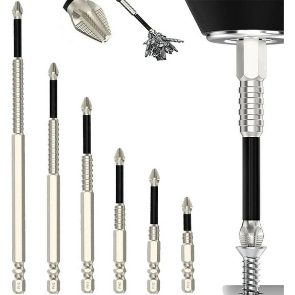 Lifesparking High Magnetic Screwdriver Drill Bit Set, High-Performance Strong Magnetic Bits for Impact Driver, Anti Slip Phillips Flat Head Driver Bit Set, Precision Screwdriver Tools Durability(1SET