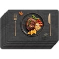 thumbnail image 1 of Lifestance Faux Leather Placemats Set of 6, Waterproof Heat Resistant Non Slip Dining Table Mats, 17x12 inch Rectangle Black, Indoor Outdoor Use, 1 of 10