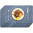 thumbnail image 1 of Lifestance Faux Leather Placemats Set of 6, Waterproof Heat Resistant Non Slip Dining Table Mats, 17x12 inch Rectangle Blue, Indoor Outdoor Use, 1 of 10