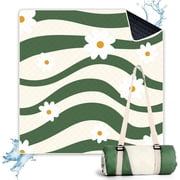 Lifestance Outdoor Picnic Blankets Extra Large in Versailles Daisy Design, 79" x 79" Waterproof Sandproof Foldable Compact Beach Blanket for Grass Park Mat