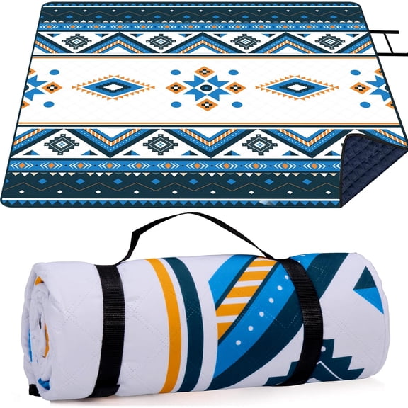 Lifestance Outdoor Picnic Blankets Extra Large in Sri Lanka Design, 79" x 79" Waterproof Sandproof Foldable Compact Beach Blanket for Grass Park Mat
