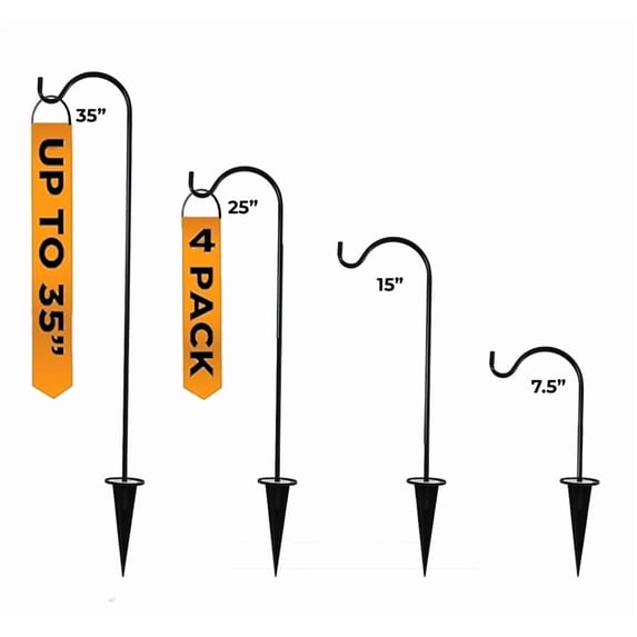 Natures Shepherds Hooks – 4 Adjustable Outdoor Poles for Bird Feeders, Lanterns & Plants