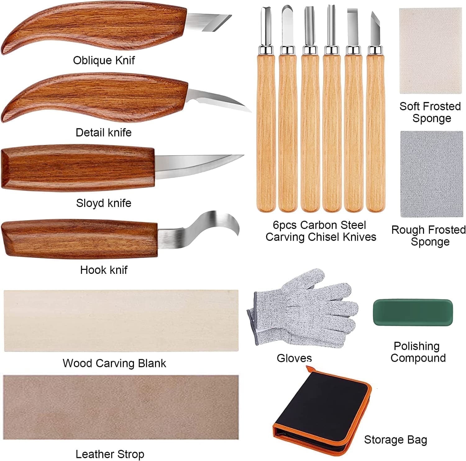 MATAWEEK 26 Pcs Wood Carving Tools Kit, Woodwork Chisel Whittling kit with Detail Carving Knife