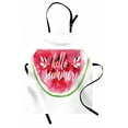 thumbnail image 1 of Lifestyle Apron Watercolor Watermelon Figure with Hello Summer Motivation Quote Paint Print, Unisex Kitchen Bib Apron with Adjustable Neck for Cooking Baking Gardening, Red and Green, by Ambesonne, 1 of 3