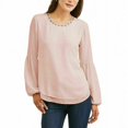 thumbnail image 1 of Lifestyle Attitudes Chiffon Top Women's Size L PEACH WHIP Jewel Neck --C4--, 1 of 3