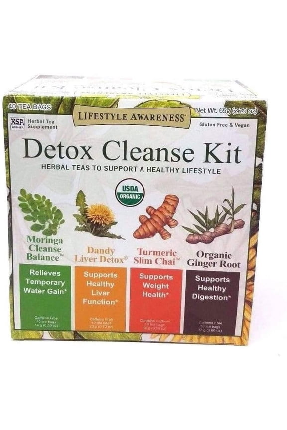 Detox Cleanse Kit, Herbal Teas to Support a Healthy Lifestyle (40 Teabags)