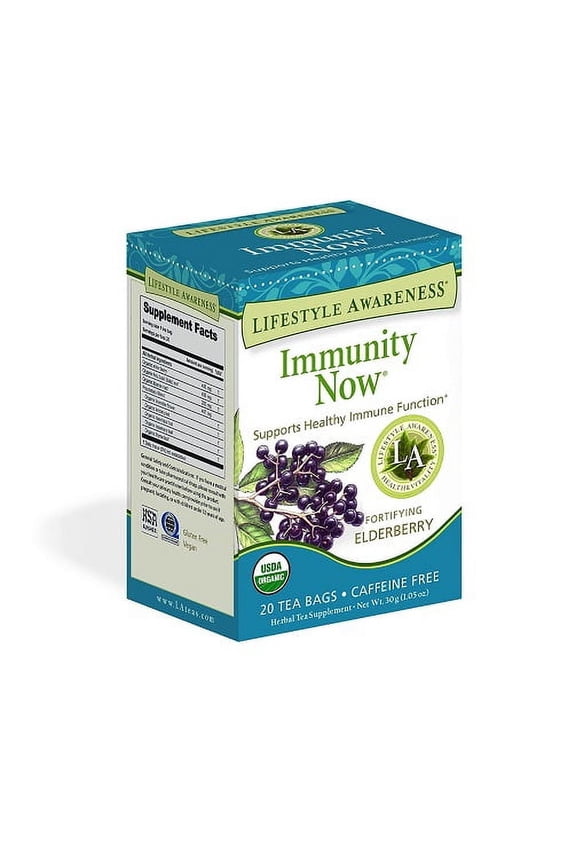 Immunity Now Tea with Fortifying Elderberry, Caffeine Free, 20 Tea Bags