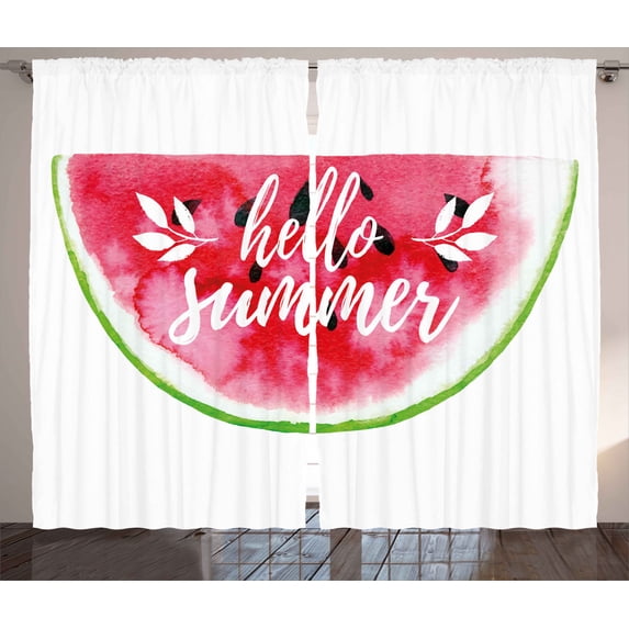 Ambesonne Lifestyle Curtains 2 Panel Set, Motivation Words Paint, 108" x 96", Red and Green