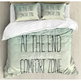 thumbnail image 1 of Lifestyle Duvet Cover Set Queen Size, Motivational Life Begins at the End of Your Comfort Zone Quote Concept Print, Decorative 3 Piece Bedding Set with 2 Pillow Shams, Multicolor, by Ambesonne, 1 of 3
