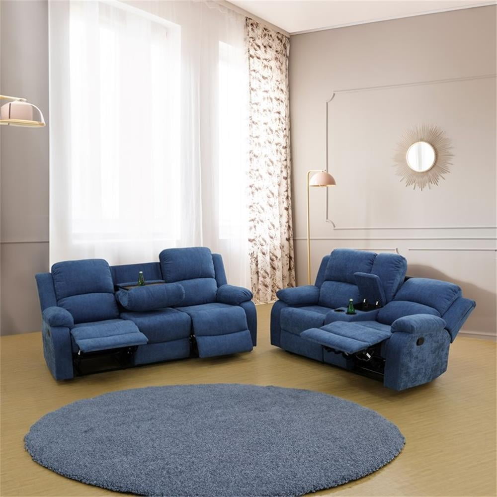 Lifestyle Furniture 2-Pcs Modern Microfiber Recliner Sofa Living Room Set