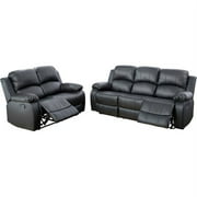 Lifestyle Furniture 2 Piece Modern Faux Leather Reclining Living Room Set Black