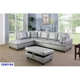 thumbnail image 1 of Lifestyle Furniture LSF09515A 3 Piece Left Facing Sectional Sofa Set with Ottoman, Faux Leather - Silver & White, 1 of 1