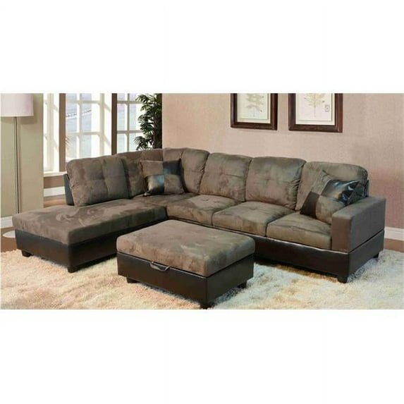 Lifestyle Furniture LF102A Avellino Left Hand Facing Sectional Sofa- Olive Green - 35 x 103.5 x 74.5 in.