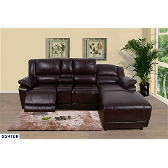Lifestyle Furniture Bonded Leather Recliner Sectional Sofa, Brown