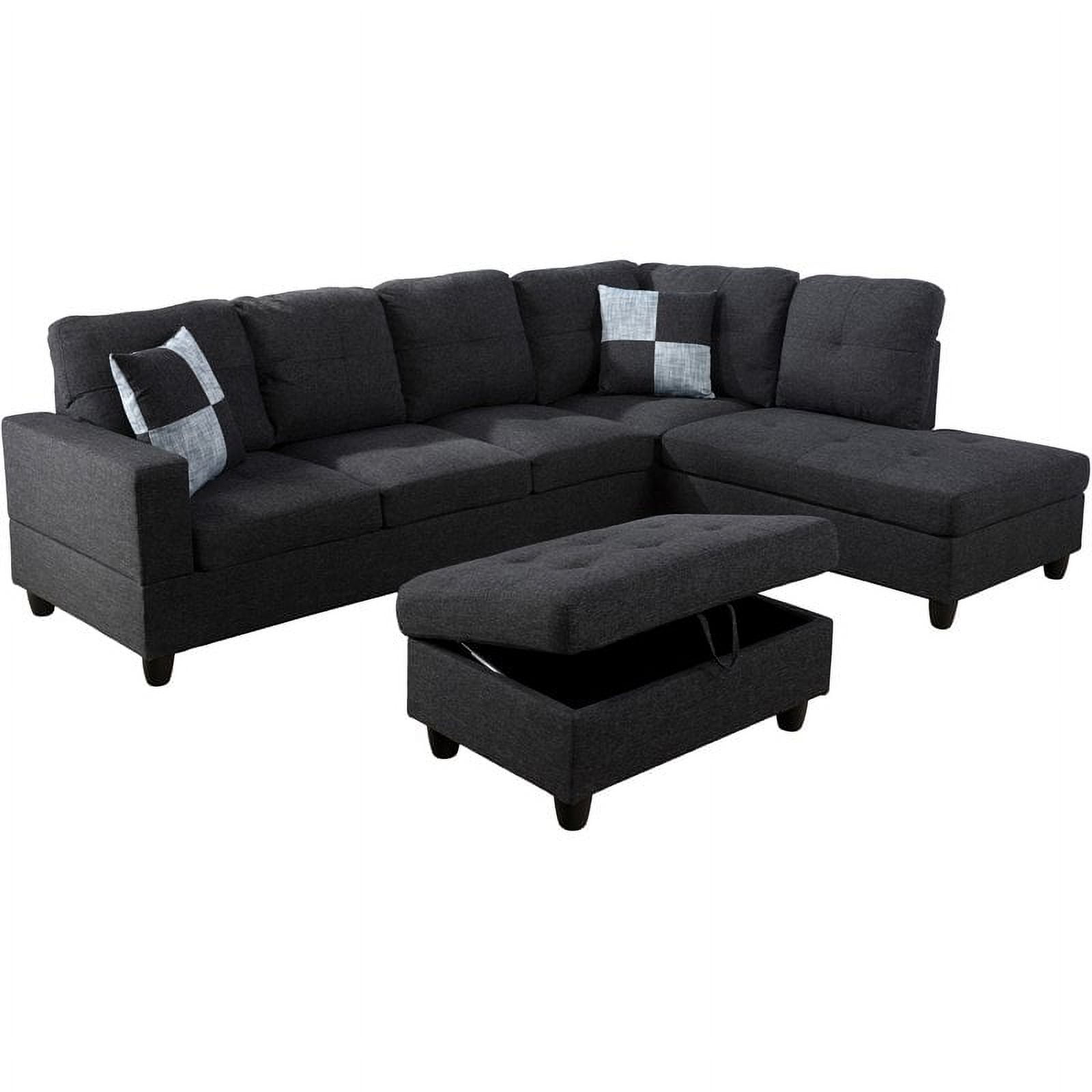 Lifestyle Furniture Edward RightFacing Sectional & Ottoman in Black