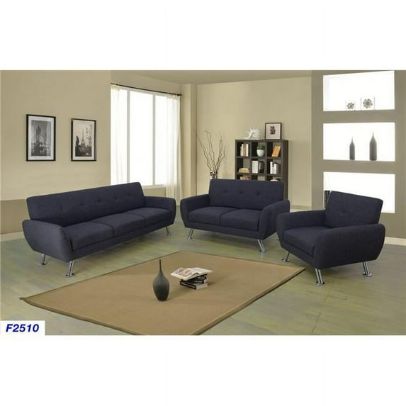 Lifestyle Furniture LSF2510 3 Piece Living Room Sofa Set Including Sofa, Loveseat, Chair, Linen Fabric - Dark Grey