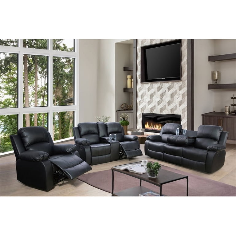 Faux Leather Reclining Sofa Set | Baci Living Room
