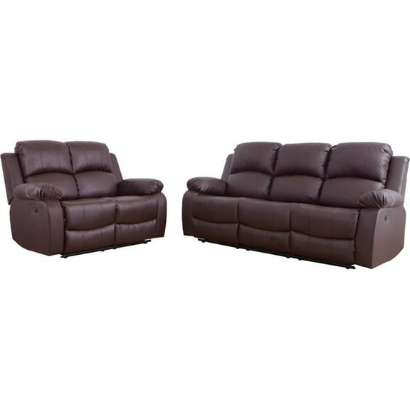 Lifestyle Furniture Raymond 2-Pieces Faux Leather Recliner Sofa Set in Espresso
