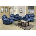 thumbnail image 1 of Lifestyle Furniture Sectional Recliner Sofa Set Bonded Leather 3 PCS Motion Sofa Loveseat Recliner Couch Manual Reclining Chair with Drop Down Table & Central Console for Living Room (Blue), 1 of 2