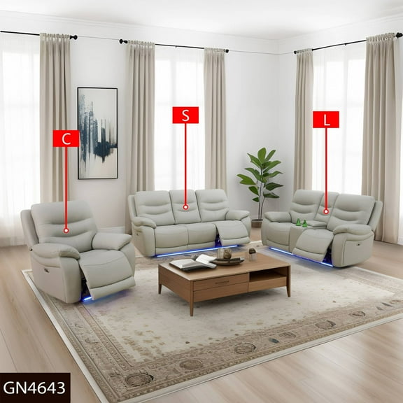 Lifestyle Furnitures  Max Power Recliner Living Room Set with LED for Living Room, Dormitory, Guest House, Playroom, Airbnb,Apartment