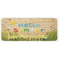 thumbnail image 1 of Lifestyle Kitchen Mat, Hello Summer Words on a Wooden Board with Flowers Starfish Shell Design, Plush Decorative Kitchen Mat with Non Slip Backing, 47" X 19", Sand Brown Green, by Ambesonne, 1 of 1