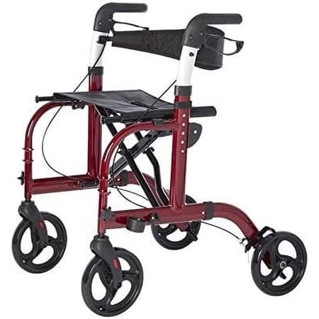 Lifestyle Mobility Aids Lightweight Folding Translator - 2 in 1 Rollator and Transport Chairs Red