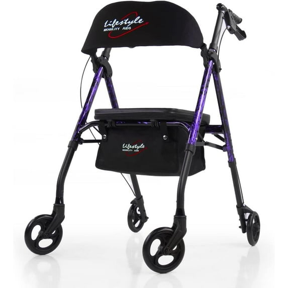 Lifestyle Mobility Aids Royal Universal Aluminum 4 Wheel Rollators Laser Purple