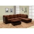 thumbnail image 1 of Lifestyle LS107B Right Facing Sectional Sofa Set - Microfiber & Faux Leather, Chocolate - 3 Piece, 1 of 2