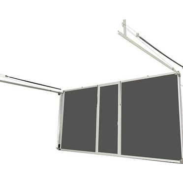 Lifestyle Screens Garage Door Screen; 16’ W x 7' H; Sandstone Frame; White 17x20 PVC-coated Polyester Fabric; No Passage Door