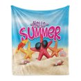 thumbnail image 1 of Lifestyle Soft Flannel Fleece Blanket, Hello Summer Inspirational Beach Holiday Words with Starfish Shell Humor Design, Cozy Plush for Indoor and Outdoor Use, 50" x 60", Multicolor, by Ambesonne, 1 of 5