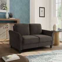 Lifestyle Solutions Alexa Loveseat with Curved Arms, Coffee Fabric