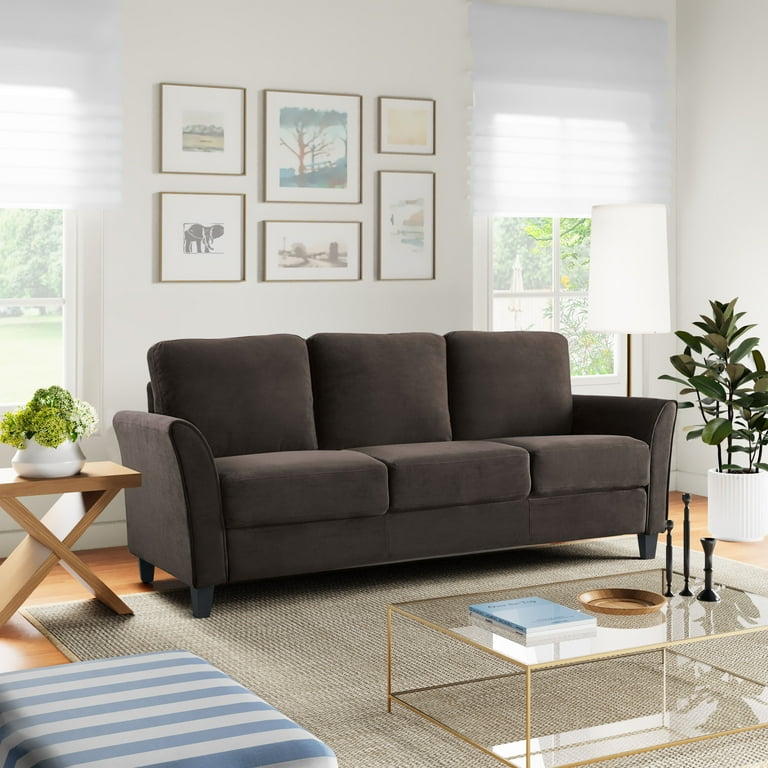 Lifestyle Solutions Alexa Sofa with Curved Arms Brown Fabric
