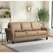 Lifestyle Solutions Alexa Sofa with Rolled Arms, Brown Fabric