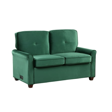 Lifestyle Solutions - Anton Pull-Out Loveseat with Power and USB Ports - Navy
