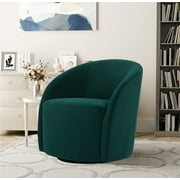 Lifestyle Solutions Briars Art Deco Style Swivel Accent Chair, Green Velvet Fabric