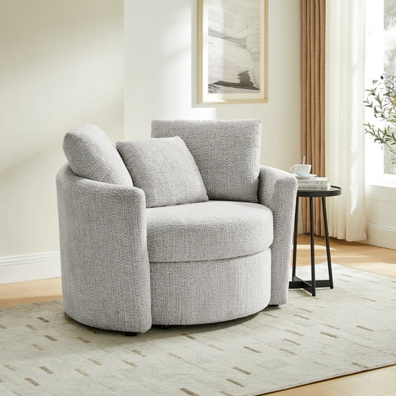 Lifestyle Solutions Bryson Modern Storage Chair, Ivory Chenille Fabric