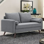 Lifestyle Solutions Calden Loveseat with Hairpin Legs, Gray Fabric